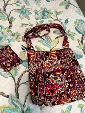 Vera Bradley Hipster Safari Sunset Quilted Crossbody Bag W/mini wallet